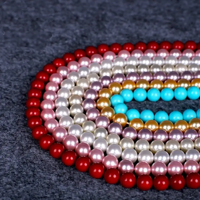 Multicolor Shell Imitation Pearl Round 6/8/10/12/14mm Necklace Bracelet Jewelry Loose Beads 15 Inch wk89