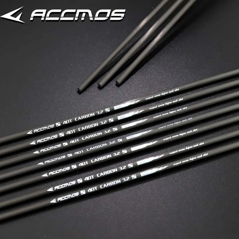 Carbon Arrow Shaft for Compound/Recurve Bow, Archery, Hunting, Shooting Accessories, Spine, 0.009, 350-900, ID3.2mm, 6 PCs, 12PC