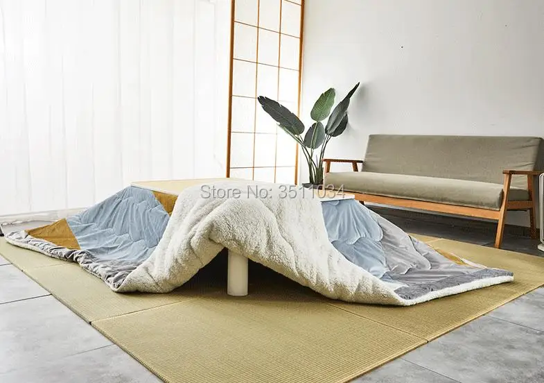 2023 moda zima Kotatsu Futon koc 1Pc Funto + 1Pc dywan 190x19 0cm miękka bawełniana kołdra dla japońskiego Kotatsu stół grzewczy