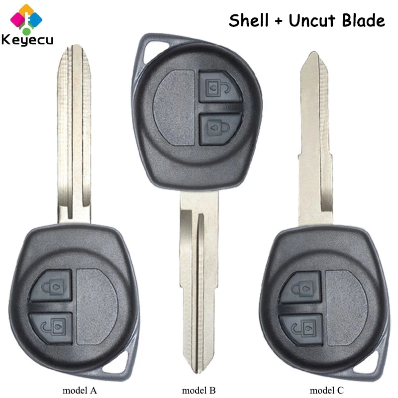 

KEYECU Replacement Remote Car Key Shell Case With Uncut Blade 2 Buttons Fob for Suzuki Grand Vitara Swift Ignis SX4 Liana Alto