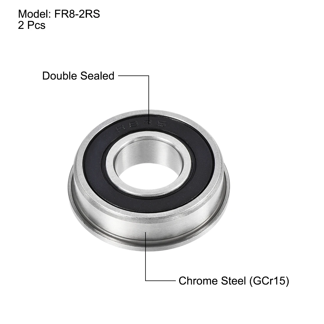Uxcell FR8-2RS كورة شفة تحمل 1/2 "x1-1/8" x5/16 "مزدوجة مختومة الكروم الصلب تحمل 2 قطعة