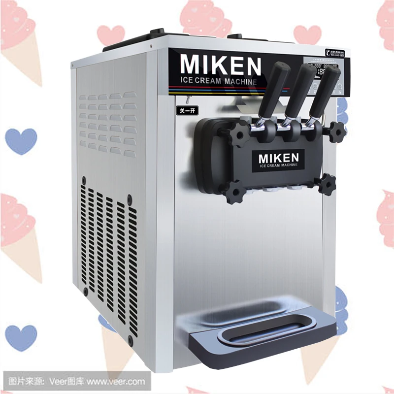 휴대용 자동 소프트 아이스크림 기계 상업 아이스크림 기계 세 가지 맛 데스크탑 아이스크림 기계