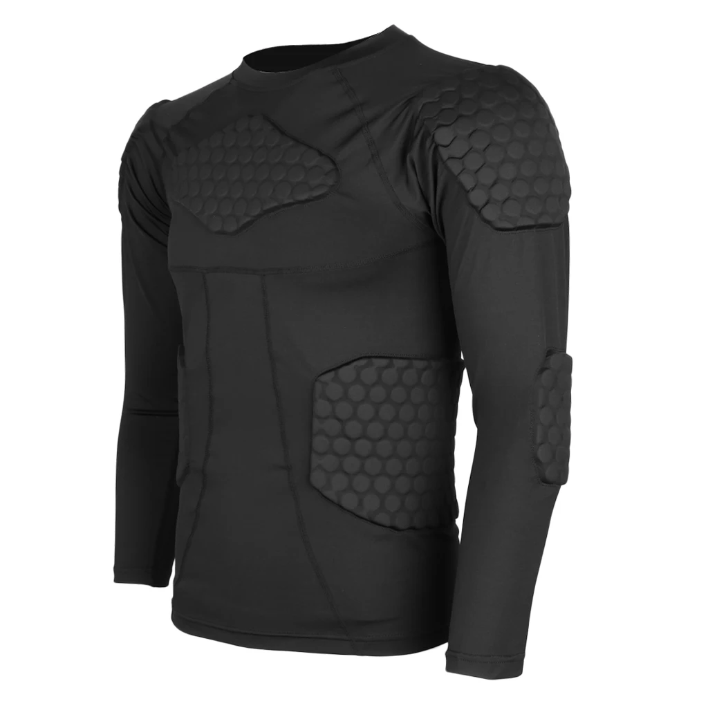 Padded Compression Shirt Rib Chest Protector for Football Basketball Paintball Cycling Men\'s Padded Compression Shirt Protective