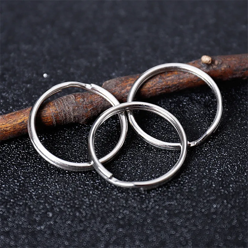 10pcs/lot 15mm 20mm 25mm 30mm 35mm 50mm Stainless Steel Hole Key Ring Key Chain Rhodium Plated Round Split Keychain