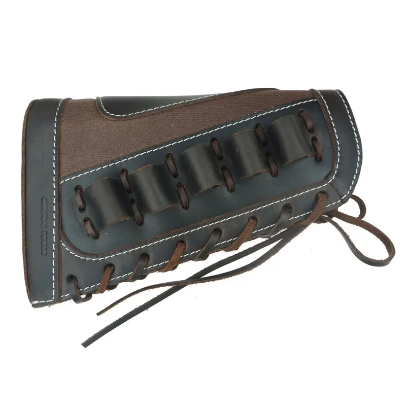 Leather Rifle Sling Shoulder Padding Tactical Strap And Shotgun Gun Buttstock Ammo Shell Holder For 5pcs 12 Gauge