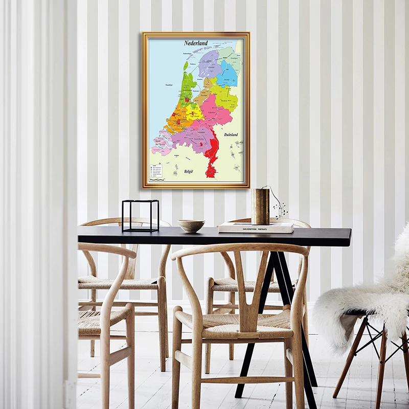 Netherlands Map in Dutch Geographical Poster Education Learning 59*84cm for School Supplies Office Wall Decoration