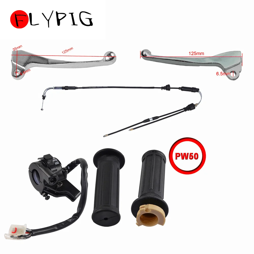 FLYPIG Left and Right Hand Brake Lever Grips Throttle Cable Switch for Yamaha PW50 PY50 Peewee PEEWEE 50 YZinger 50