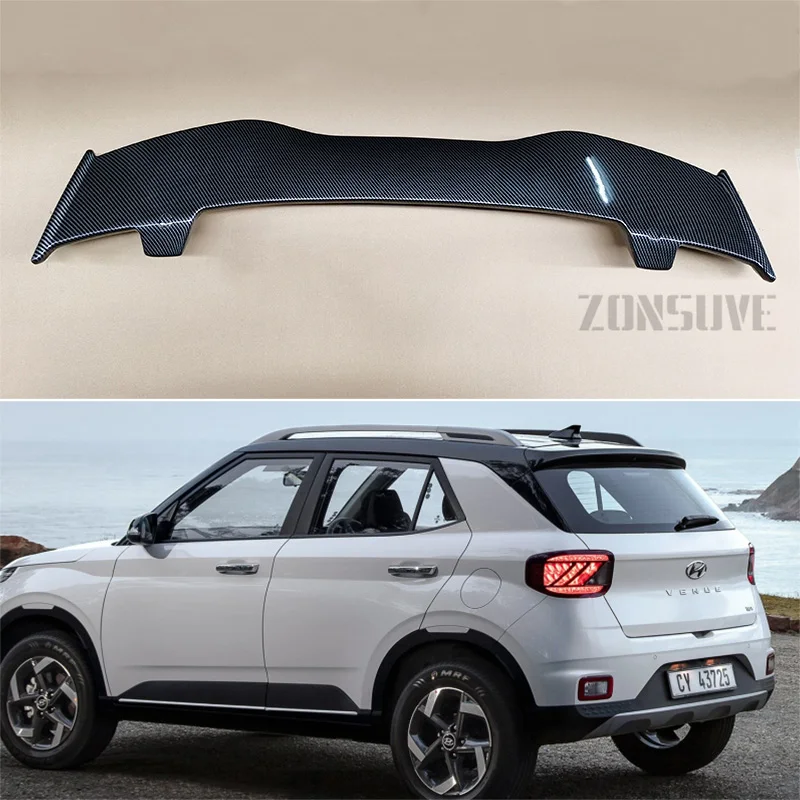 For Hyundai Venue 2019 2020 Spoiler ABS Plastic Hatchback Roof Rear Wing Body Kit Accessories