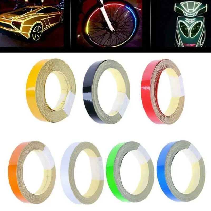 Car-styling Night Reflective Tape 1cm*5m Automotive Body Motorcycle Decoration Car Sticker 7 Color Reflective Warning Tap