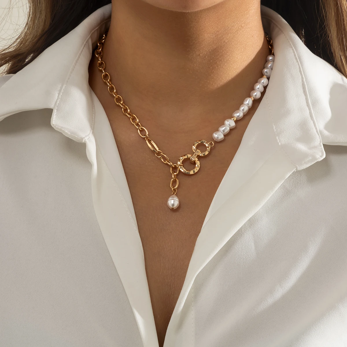 

Imitation Pearl Beads Chain Short Choker Necklace for Women Fashion Pearl Pendant Necklace 2023 Trendy Collar Jewelry Gifts