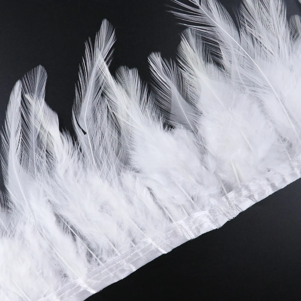 1Yard Rooster Feathers Trim Fringe 10-15CM Cock Feather Ribbon Juju Hat Decor Craft Clothing Party Dress Sewing Accessory Plume