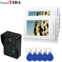 Password RFID Access Control 7''Inch Wired Video Door Phone System Visual Video Intercom Doorbell Monitor Camera  For 1~2 monito