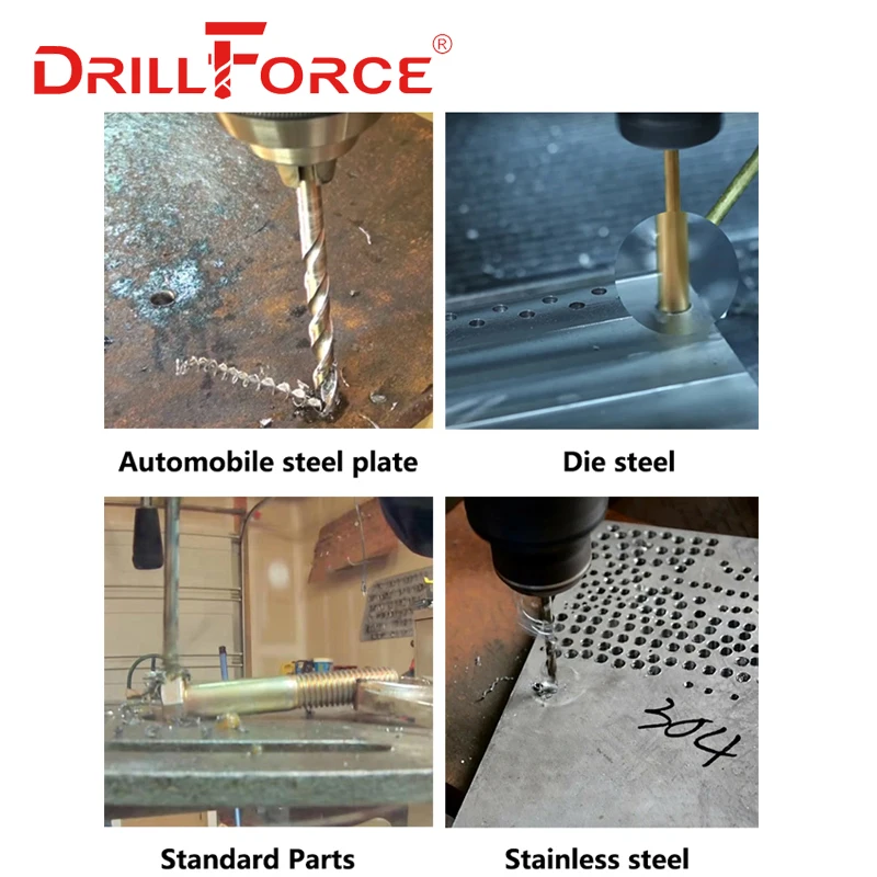 Drillforce Tools 1PC 4mm-12mmx350mm OAL HSSCO 5% Cobalt M35 Long Twist Drill Bits For Stainless Steel Alloy Steel & Cast Iron