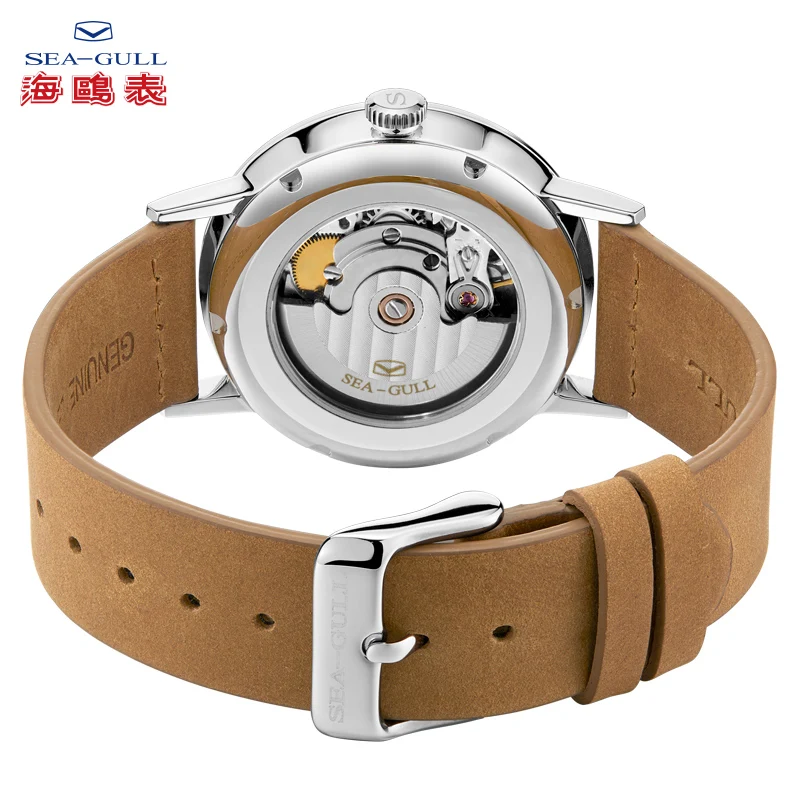 Seagull watch men\'s automatic mechanical watch simple business personality mechanical watch belt watch waterproof 6099