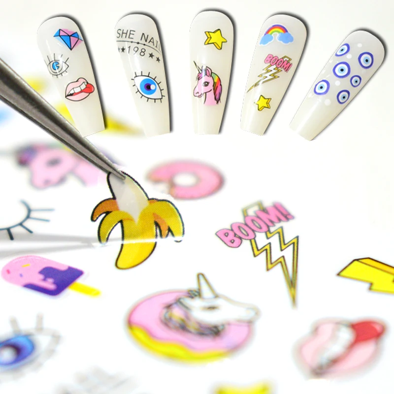 10PCS Cartoon Character Eyes Of The Evil World Nail Art Sticker God Angel Baby Color Nail Art Decoration Decal Nail Slider