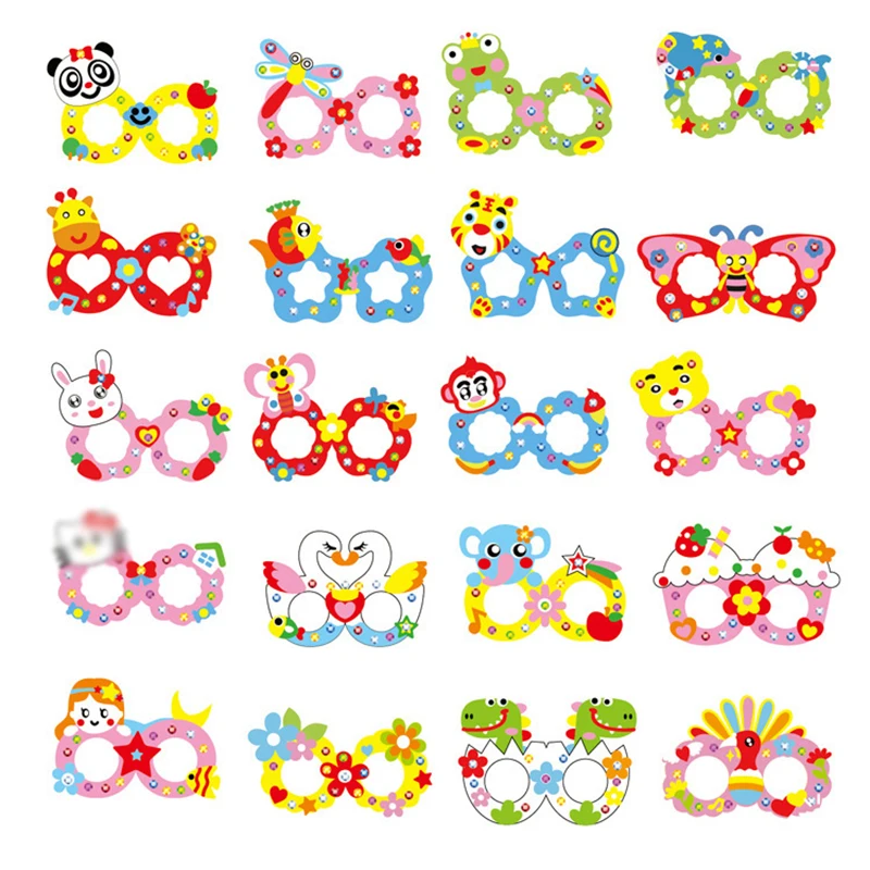 4Pcs/Set Kids DIY EVA Diamond Glasses Craft Educational Toys For Children Creative Handwork  Arts And Crafts Birthday Gifts