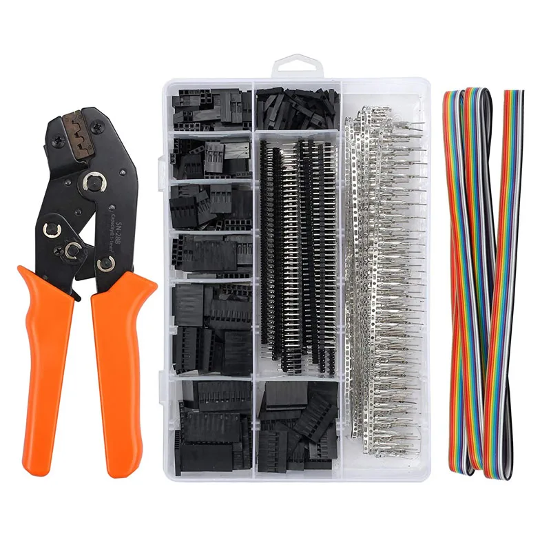 

Dupont crimping tool pliers terminal ferrule crimper wire hand tool set terminals clamp kit tool SN-28B+1550Pcs Connector