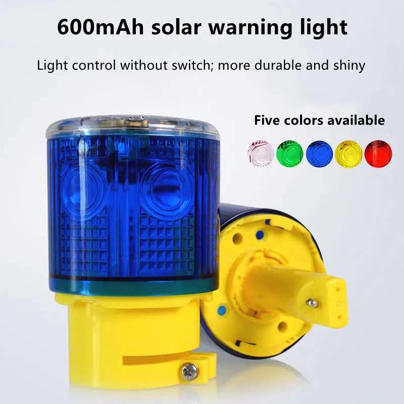 LED Solar Warning Light Traffic Signal Light Navigation Beacon 600mAH Battery Road Cone Warning Light Blue Light Indicator Lamp
