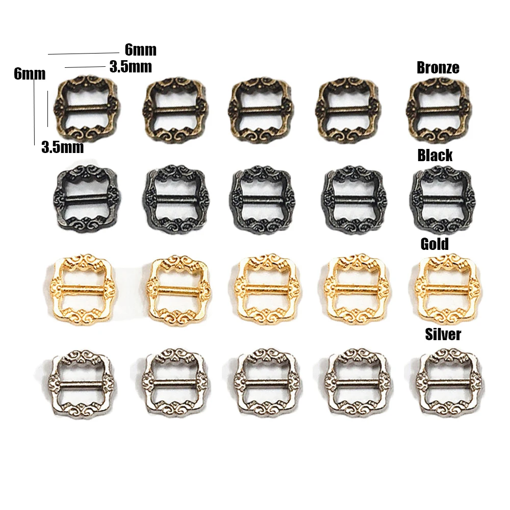 20/40pcs Mini Ultra-small Tri-glide Pattern Belt Buckle Doll Bags Buckles Diy Doll Buttons Shoes Clothes Craft Accessories 6*6mm