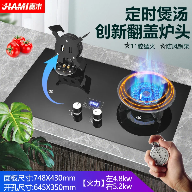 Household Natural Gas Liquefied Gas Stove Timer Embedded Magic Dish Reversible Fierce Fire Stove Overturnable Easy Cleaning