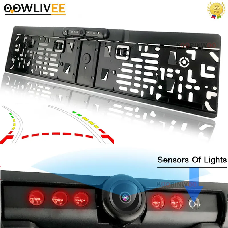 

OOWLIVEE Intelligent System Reverse IR Infrared Night Vision Car License Plate Number Camera Dynamic Trajectory Rear View Camera