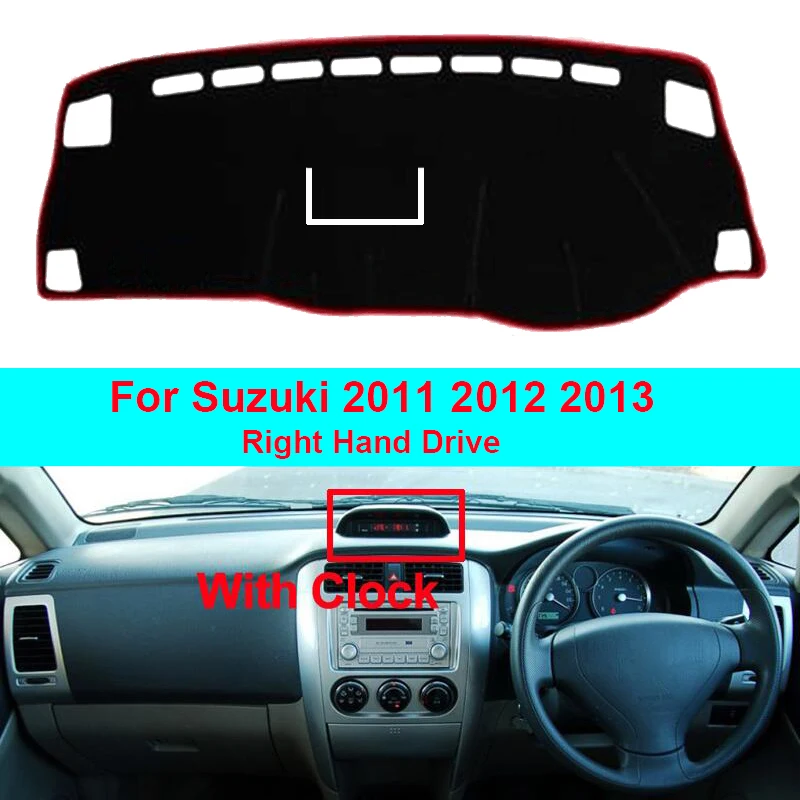 Car Inner Dashboard Cover Dash Mat Carpet Cushion Sun Shade Dash Board Pad For Suzuki Liana 2011 2012 2013 with Clock LHD RHD