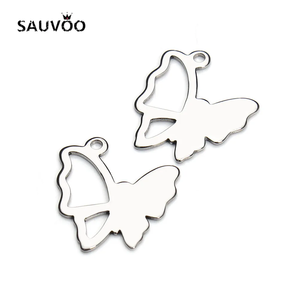 No Fade Charms Stainless Steel Butterfly Leaf Flower Star Heart For Bracelets Necklace Pendant Charms DIY Jewelry Making
