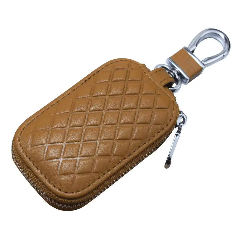 Leather Car Key Case Key Chain Coin Holder Protector Bag With Zipper Zipper Key Case Bag Unisex Pouch Purse For Men Women