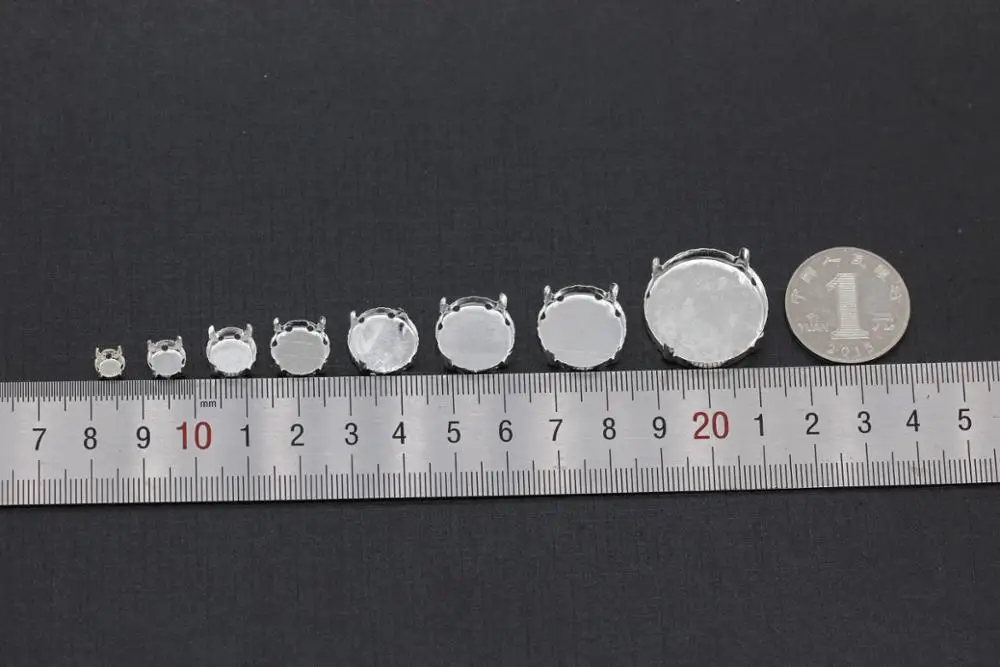 30P Copper Empty Claw Settings for Fancy Stones Silver Round Rhinestones Claw Silverfor sew on Set Rhinestones Base Claws