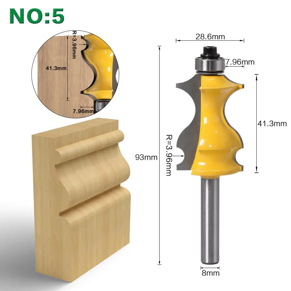 1PC 8mm Shank Casing & Base Molding Router Bit Set CNC Line knife Woodworking cutter Tenon Cutter for Woodworking Tools