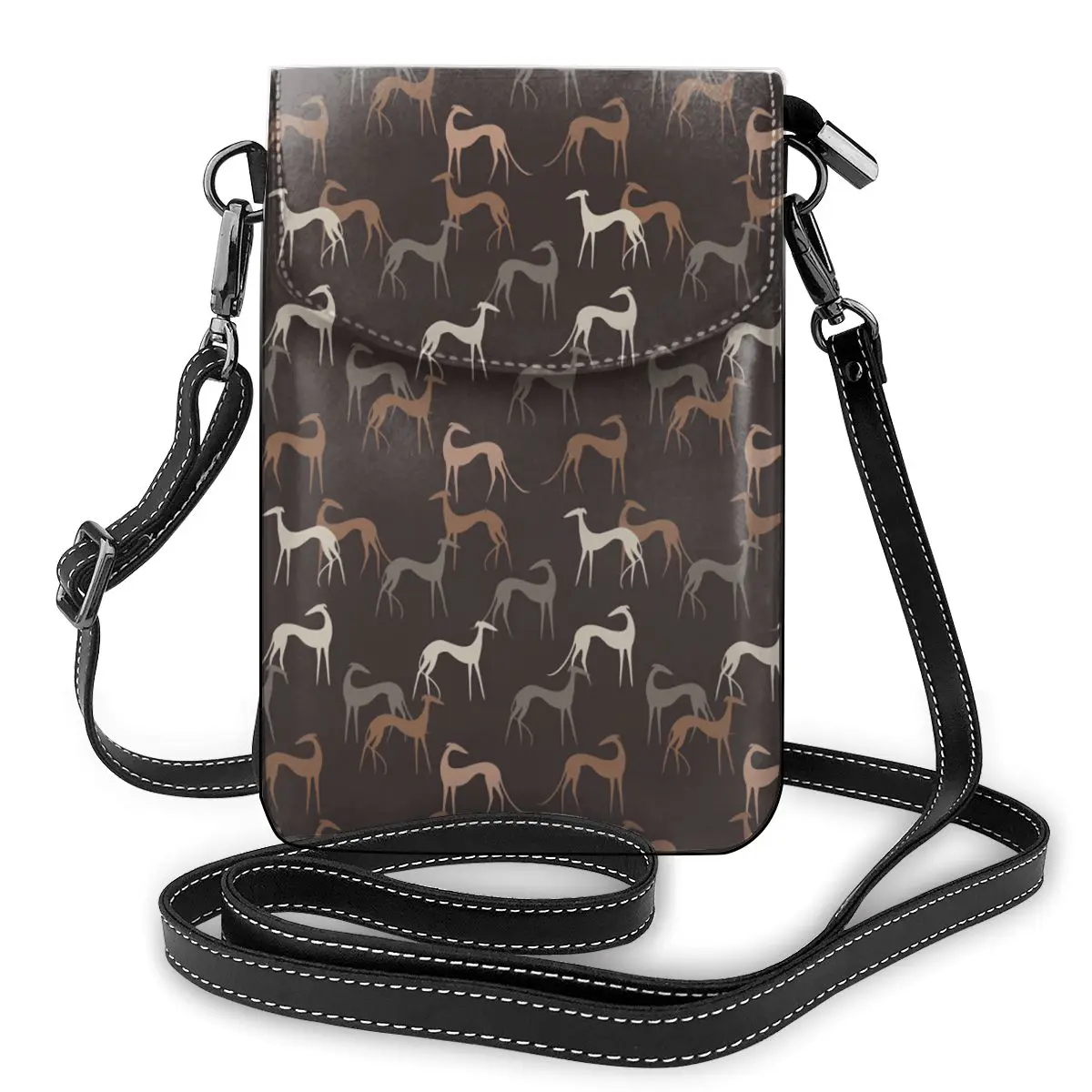 Women Shoulder Bag Greyhound Dog Print Mini Ladies Messenger Bag Luxury Designer Leather Crossbody Purse Mobile Phone Bag