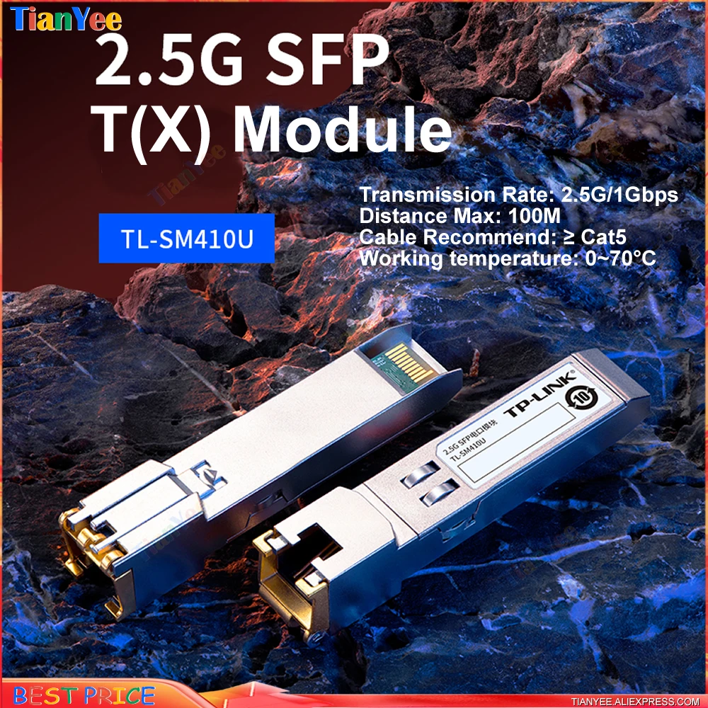 

Brand new TP-LINK TL-SM410U 2.5G SFP 2.5G/1Gbps T(X) RJ45 Module compatiable to Switch SFP Port to 2500M Electric T(X) Port