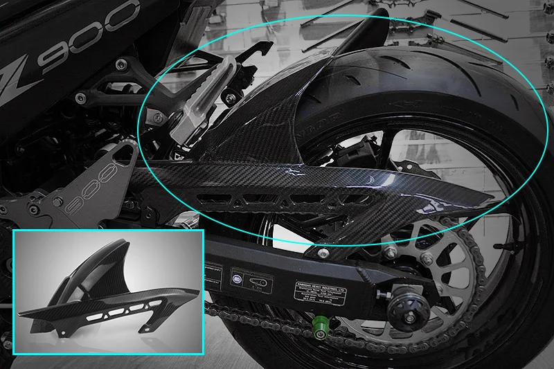 Motorcycle Real Carbon Fiber Rear Tire Fender Hugger Mudguard Splash Guard For Kawasaki Z900 2017 18 2019 2020 Z 900 Accessories