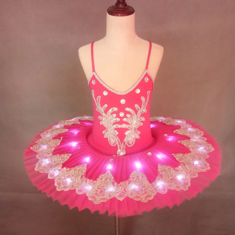 Ruoru-vestido de bailarina con luz Led Profesional para niñas, tutú de Ballet de Lago de los Cisnes, Ropa de baile, disfraces de fiesta de escenario