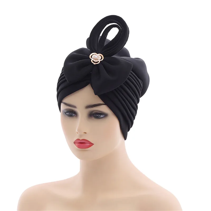 Handgemachte nigerianische Hochzeit Gele afrikanische Auto Gele Headtie muslimische Turban Kappe arabische Indien Hut weibliche Kopf Wraps Turbante Mujer – Detail 8