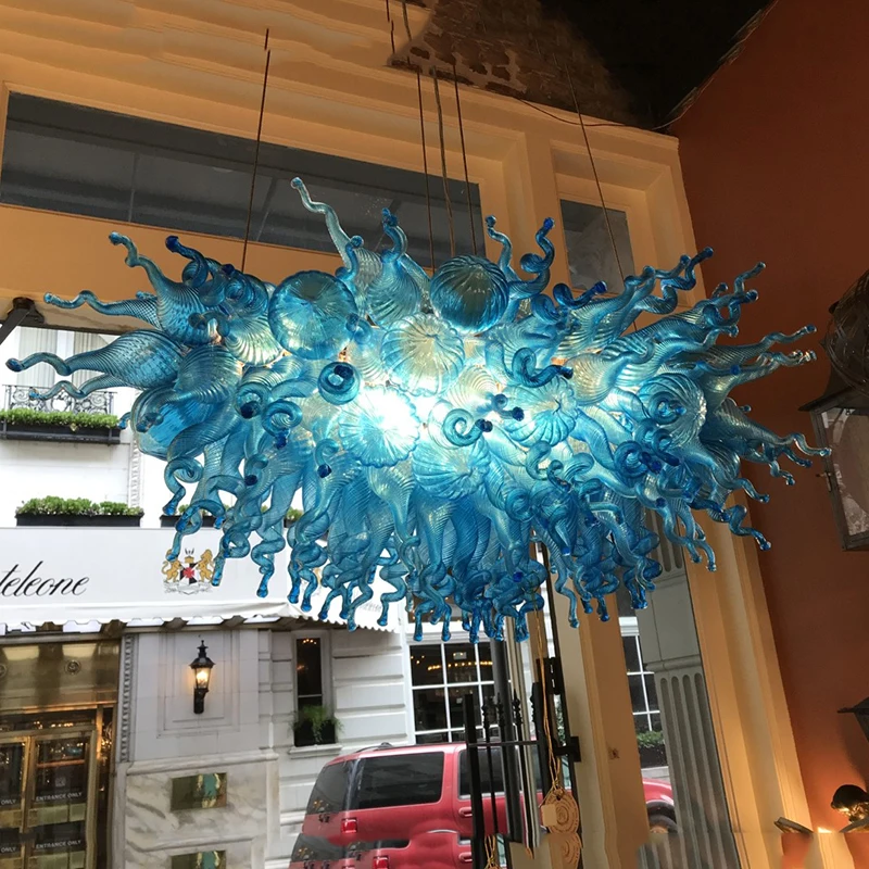 

Aqua Light Fixture Designer Lamp LED Lights 100% Hand Blown Glass Chandelier Lighting Kitchen Dining Room Indoor Hanging Lamp