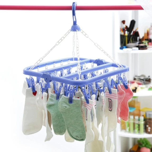 Tendedero multifuncional de 32 clips ropa plegable para ninos y adultos calcetines a prueba de viento ropa interior de plastico AliExpress