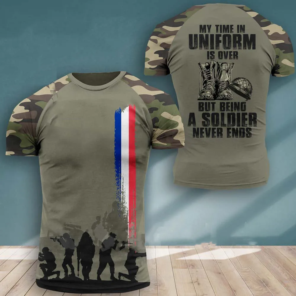 2021 summer ARMY-VETERANT shirt for men French soldier field top 3D printed shirt topVeterans camouflage commando T-shirt top