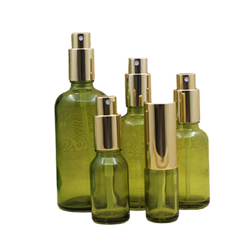 

15pcs Mist Spray Bottles Olive Green Glass Empty Cosmetic Refillable Perfume Atomizer Bottle 5ml 10ml 15ml 20ml 30ml 50ml100ML