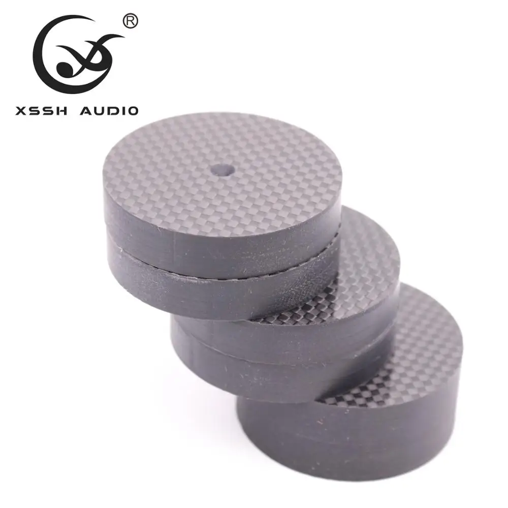 4個yivo xsshのoem炭素繊維cylinderaudio cdパワーアンプ本棚ターンテーブル足パッドショックアブソーバー足スタンドパッド