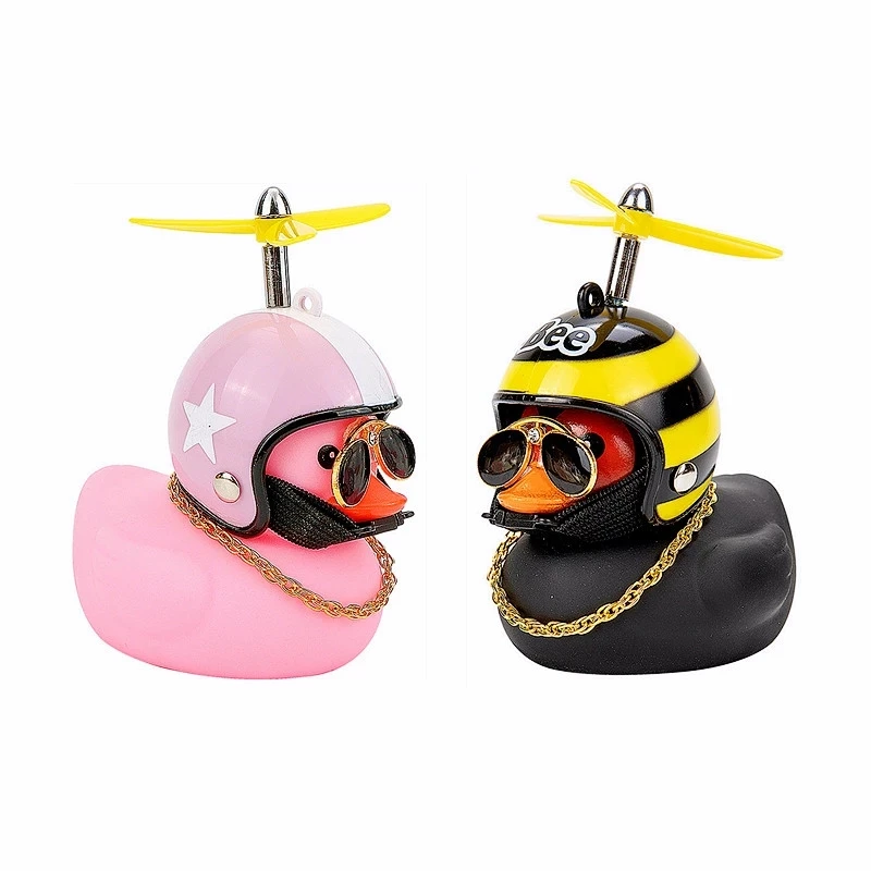 Auto süße kleine gelbe Ente mit Helm Propeller windbrechende wellenbrechende Ente Auto interne Dekoration ohne Lichter Spielzeug – Detail 5