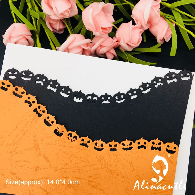 Alinacutle Metal Cutting Die Cut Halloween Pumpkin Border Scrapbooking Paper Craft Handmade Card Punch Art Cutter Template