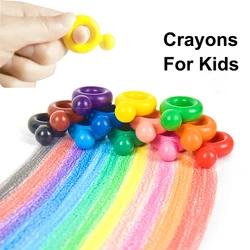 12Color Washable Wax Crayons for Kids Ring Crayons for Drawing Creative Painting Safe Non-toxic Children Stationery for Toddlers