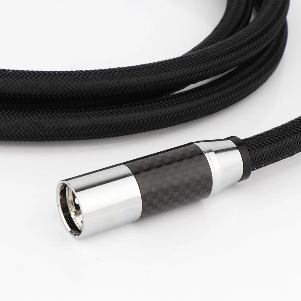Preffair OFC cobre 3 cables subaltavoz Cable fibra de carbono 3PIN macho XLR a cable secundario de extremo de pala