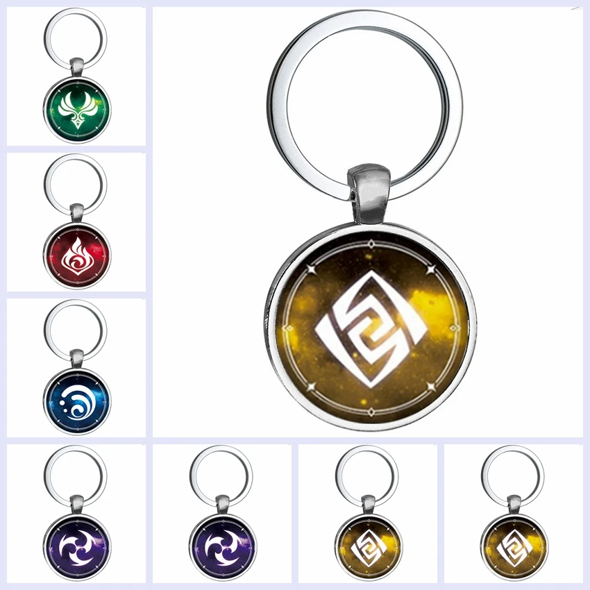 Anime Keychain Genshin Impact Vision Element God's Eye for Men Car Key Chain Women Accessories Cute Bag Pendant Key Ring Gifts