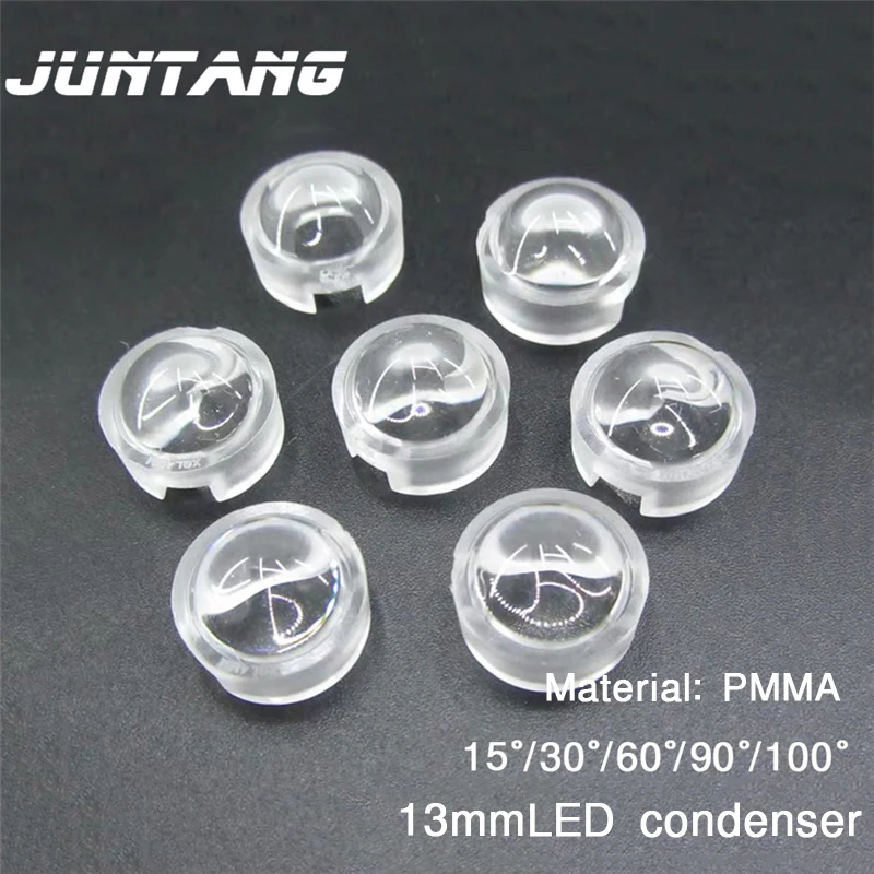 

50 pcs 13mm LED lens 15/30/45/60/90/100 degree, PMMA convex acrylate lens, suitable for 1W3W5W LED PCB