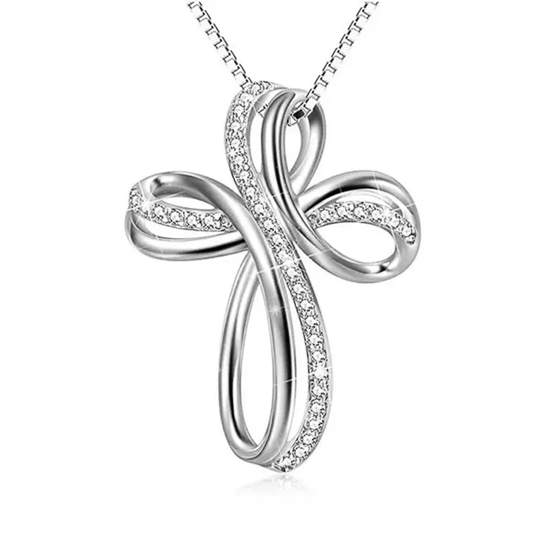 Huitan neu gestaltete Kreuz Halskette weibliche ausgefallene Damen accessoires mit einzigartiger Box Chain Mode Hochzeit engagieren Schmuck 2021
