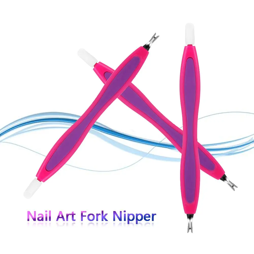 1/3/5 pièces femmes Double face en forme de V ongles conseils dissolvant de cuticules outil de manucure peau morte tondeuse Nail Art fourchette pince