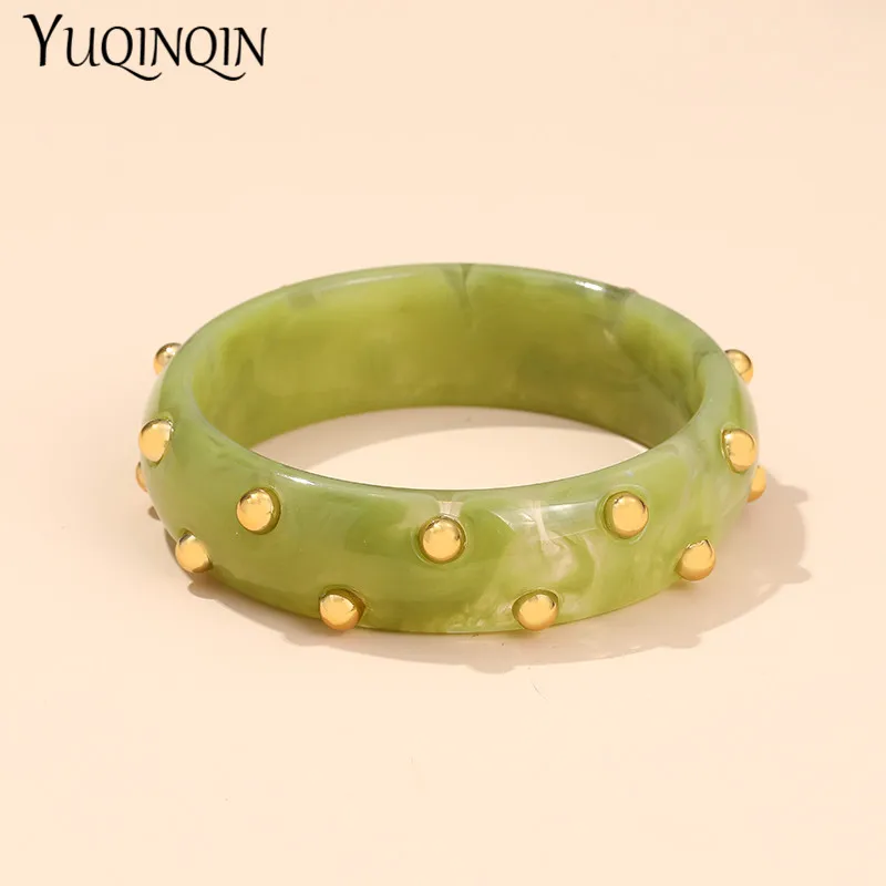 Fashion Colorful Resin Thin Bangles For Women Indian Jewellery Metal point Bangle With Designer Charms Bracelets Bangle Elegant