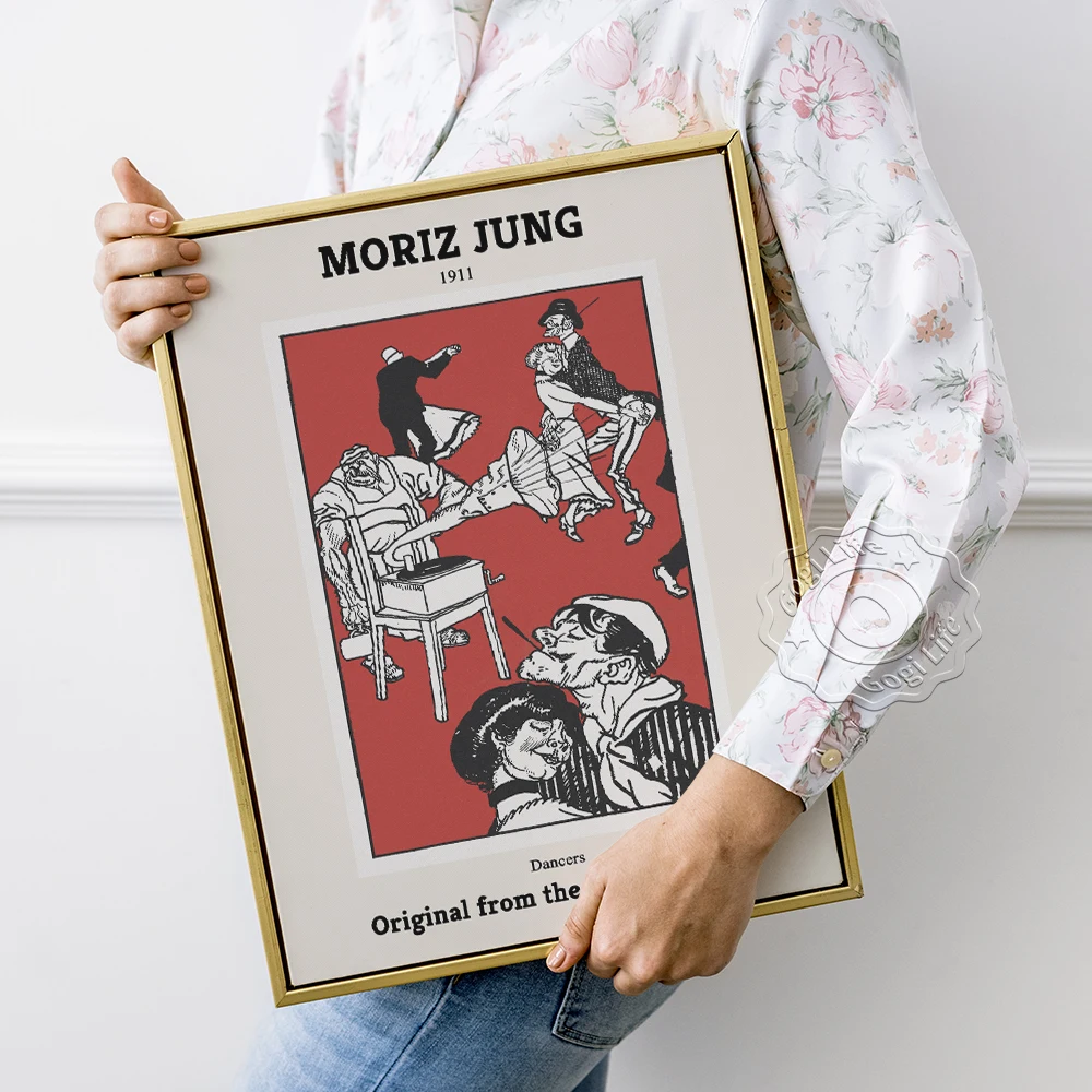 Moriz Jung Exhibition Museum Poster, Moriz Dancers Dancers Apachentänze Art Prints, Vintage Illustration Backdrop Decoration